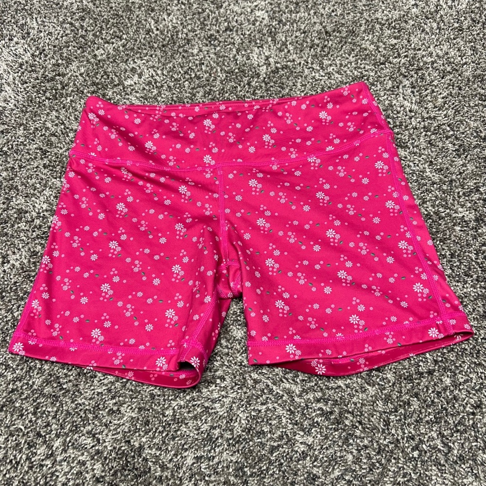 IAB MFG Pink Floral Daisy No Ride Athletic Running Shorts Womens Medium